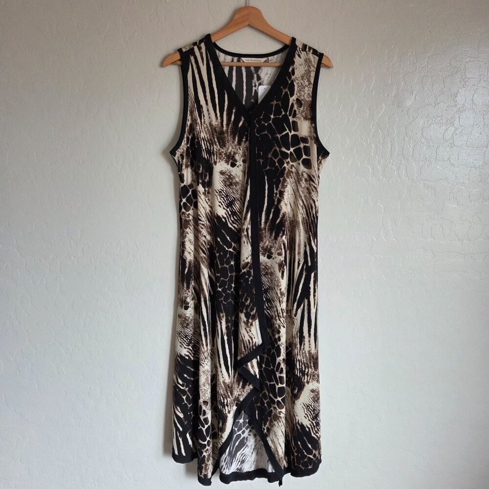 Soft Surroundings Extravaganza Animal Print Asymmetric Midi Dress Size Large NEW